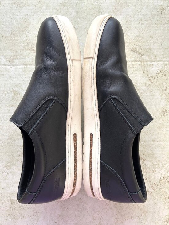 Birkenstock Men\'s Sz 44 Black Oswego Leather Slip-On Shoes With White Soles main image 7